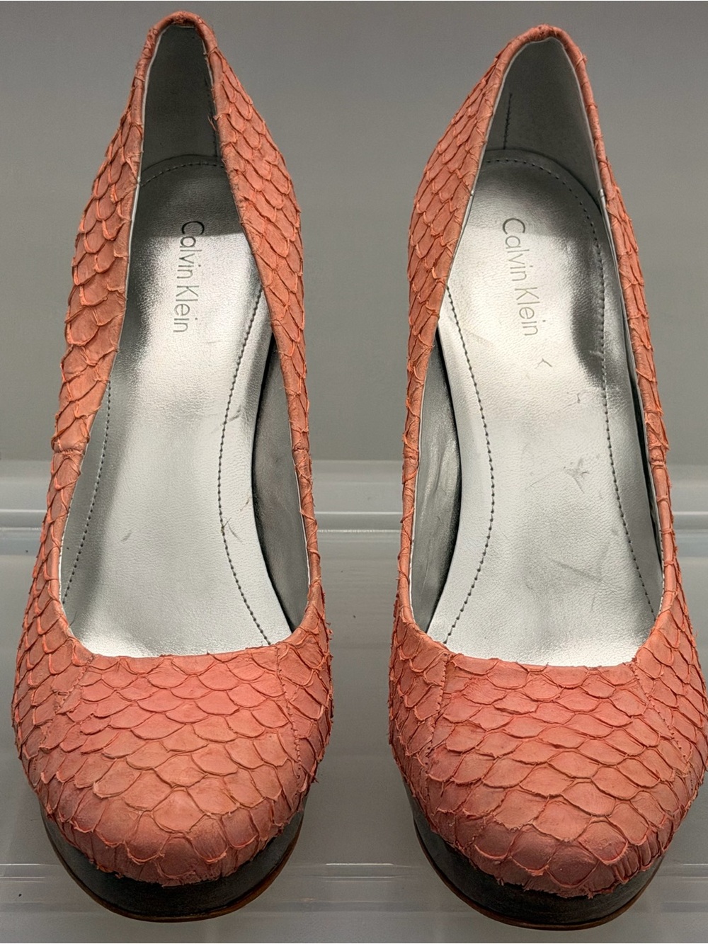Calvin Klein Coral Textured Scale-Pattern Platform Pumps